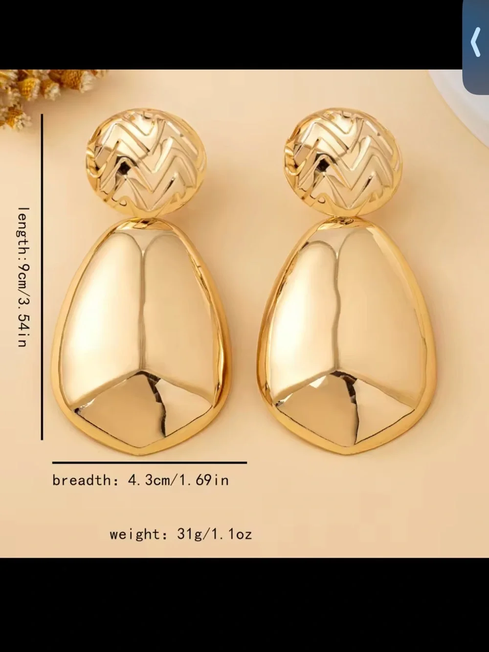 Elegant Gold Statement Drop Earrings - Women Jewelry